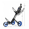 Goplus Folding 3 Wheels Golf Push Cart W/brake Scoreboard Adjustable Handle Blue