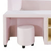Lily Velvet Upholstered Grounded Bed with Desk and Stool,Queen Size,Pink Queen Bed  | Lit Lily en velours rembourre avec bureau et tabouret, taille Queen, rose