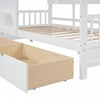 Jeames Wood House Bed with 2 Storage Drawers and Shelf,Twin Size - White | Lit Maison Jeames en Bois avec 2 Tiroirs de Rangement et Etagere, Taille Twin - Blanc