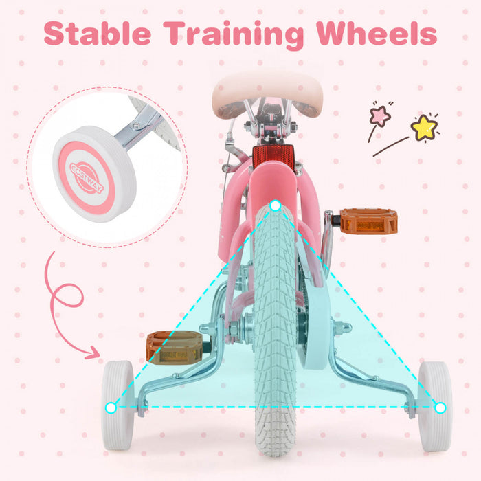 Costway 12\" Kid's Bike For 3-4 Years Old Children Bicycle With Front Handbrake Red