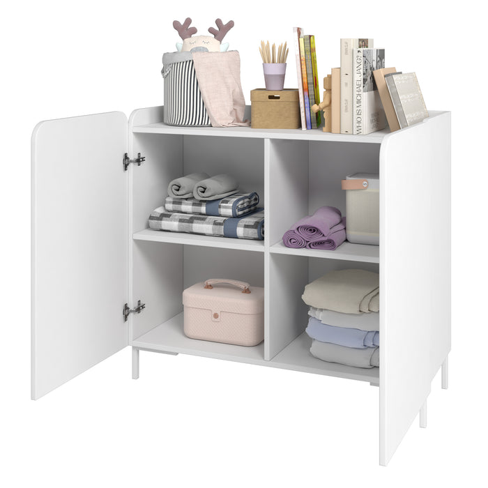 Manhattan Comfort Mid-Century Modern Bogardus 4-Shelf Accent Cabinet - White