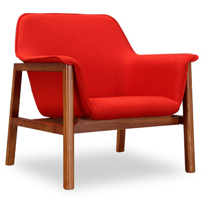 Manhattan Comfort Miller Linen Weave Accent Chair - Burnt Orange & Walnut|Fauteuil d’appoint Miller de Manhattan Comfort en lin tissé - Terra Cotta et noyer