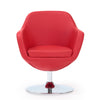 Manhattan Comfort Caisson Polished Chrome Faux Leather Swivel Accent Chair - Red|Fauteuil d’appoint pivotant Caisson de Manhattan Comfort en chrome poli et en similicuir - rouge