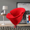 Manhattan Comfort Tulip Polished Chrome Velvet Swivel Accent Chair - Red|Fauteuil d’appoint pivotant Tulip de Manhattan Comfort en chrome poli et en velours - rouge