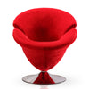 Manhattan Comfort Tulip Polished Chrome Velvet Swivel Accent Chair - Red|Fauteuil d’appoint pivotant Tulip de Manhattan Comfort en chrome poli et en velours - rouge