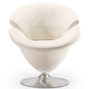 Manhattan Comfort Tulip Polished Chrome Velvet Swivel Accent Chair - White