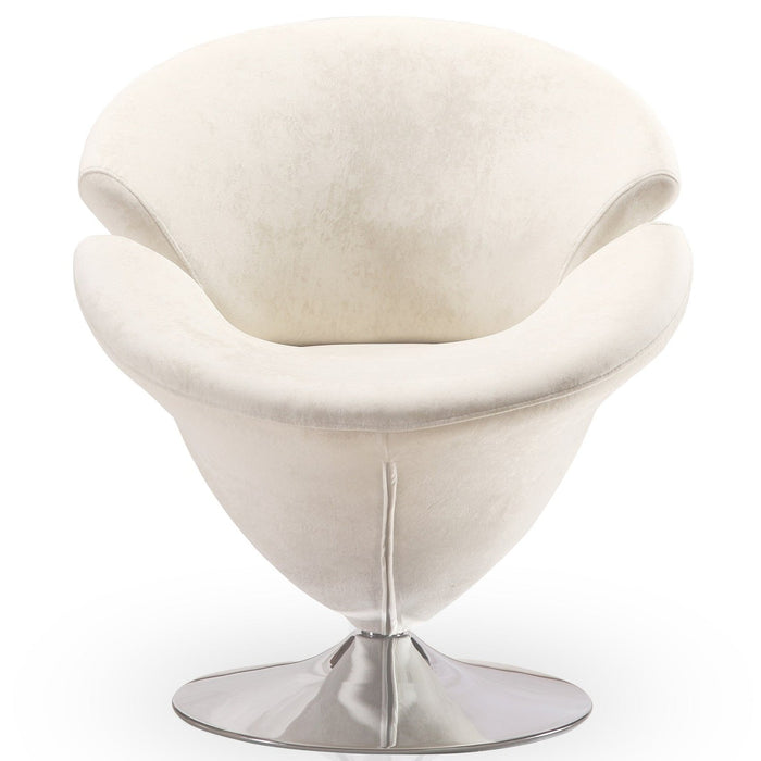Manhattan Comfort Tulip Polished Chrome Velvet Swivel Accent Chair - White
