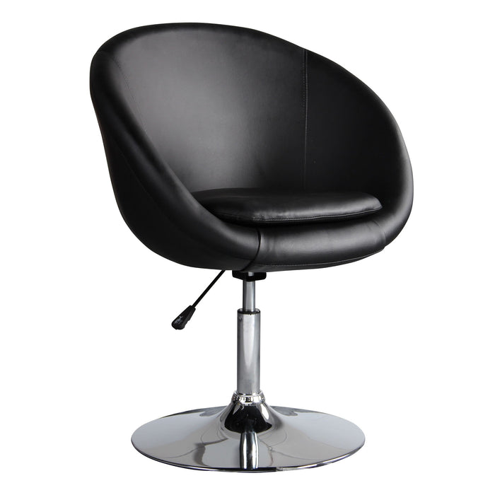 Manhattan Comfort Hopper Polished Chrome Faux Leather Adjustable Height Accent Chair - Black