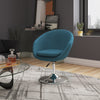 Manhattan Comfort Hopper Polished Chrome Twill Adjustable Height Accent Chair - Sky Blue|Chaise d’appoint sergée Hopper de Manhattan Comfort à hauteur réglable en chrome poli - bleu ciel
