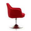 Manhattan Comfort Kinsey Polished Chrome Wool Blend Adjustable Height Swivel Accent Chair - Red|Chaise d’appoint pivotante Kinsey de Manhattan Comfort à hauteur réglable en chrome poli et en mélange de laine - rouge