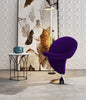 Manhattan Comfort Curl Polished Chrome Wool Blend Swivel Accent Chair - Purple|Fauteuil d’appoint pivotant Curl de Manhattan Comfort en chrome poli et en mélange de laine - violet