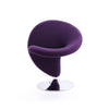 Manhattan Comfort Curl Polished Chrome Wool Blend Swivel Accent Chair - Purple|Fauteuil d’appoint pivotant Curl de Manhattan Comfort en chrome poli et en mélange de laine - violet