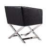 Manhattan Comfort Hollywood Polished Chrome Faux Leather Lounge Accent Chair - Black|Fauteuil d’appoint de détente Hollywood de Manhattan Comfort en chrome poli et en similicuir - noir