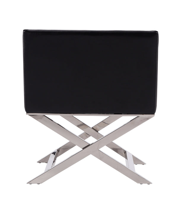Manhattan Comfort Hollywood Polished Chrome Faux Leather Lounge Accent Chair - Black