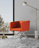Manhattan Comfort Hollywood Polished Chrome Faux Leather Lounge Accent Chair - Orange|Fauteuil d’appoint de détente Hollywood de Manhattan Comfort en chrome poli et en similicuir - orange