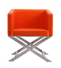 Manhattan Comfort Hollywood Polished Chrome Faux Leather Lounge Accent Chair - Orange|Fauteuil d’appoint de détente Hollywood de Manhattan Comfort en chrome poli et en similicuir - orange