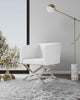 Manhattan Comfort Hollywood Polished Chrome Faux Leather Lounge Accent Chair - White|Fauteuil d’appoint de détente Hollywood de Manhattan Comfort en chrome poli et en similicuir - blanc