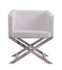 Manhattan Comfort Hollywood Polished Chrome Faux Leather Lounge Accent Chair - White|Fauteuil d’appoint de détente Hollywood de Manhattan Comfort en chrome poli et en similicuir - blanc