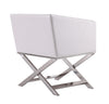 Manhattan Comfort Hollywood Polished Chrome Faux Leather Lounge Accent Chair - White|Fauteuil d’appoint de détente Hollywood de Manhattan Comfort en chrome poli et en similicuir - blanc