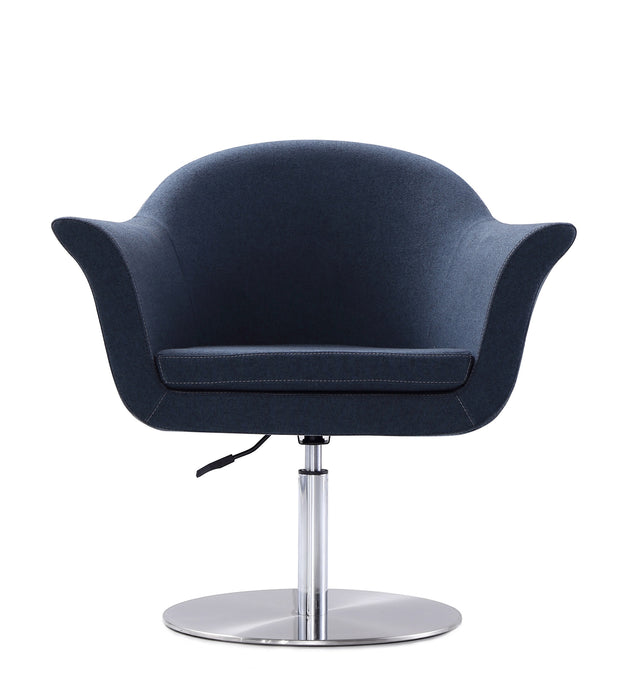 Manhattan Comfort Voyager Brushed Metal Woven Swivel Adjustable Accent Chair - Smokey Blue