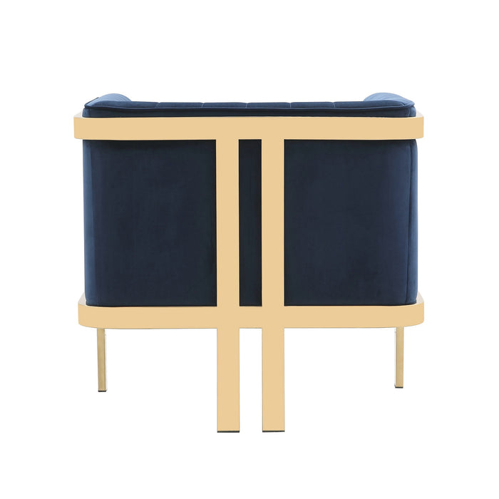Manhattan Comfort Paramount Polished Brass Velvet Accent Armchair - Royal Blue