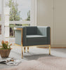 Manhattan Comfort Paramount Polished Brass Velvet Accent Armchair - Warm Grey|Fauteuil d’appoint Paramount de Manhattan Comfort en laiton poli et en velours - gris chaleureux