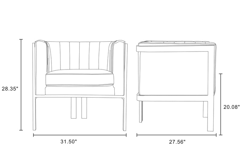Manhattan Comfort Paramount Polished Brass Velvet Accent Armchair - Warm Grey
