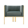 Manhattan Comfort Paramount Polished Brass Velvet Accent Armchair - Warm Grey|Fauteuil d’appoint Paramount de Manhattan Comfort en laiton poli et en velours - gris chaleureux