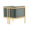 Manhattan Comfort Paramount Polished Brass Velvet Accent Armchair - Warm Grey|Fauteuil d’appoint Paramount de Manhattan Comfort en laiton poli et en velours - gris chaleureux