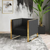 Manhattan Comfort Trillium Velvet Accent Chair - Black & Gold|Fauteuil d’appoint Trillium de Manhattan Comfort en velours - noir sarcelle et doré
