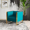 Manhattan Comfort Trillium Velvet Accent Chair - Teal & Gold|Fauteuil d’appoint Trillium de Manhattan Comfort en velours - bleu sarcelle et doré