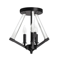 Dainolite Aalto 3 Light Semi-flush Mount Matte Black Finish Clear Acrylic Lamp