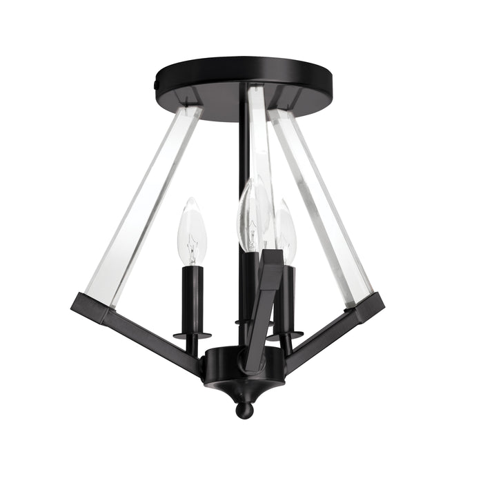 Dainolite Aalto 3 Light Semi-flush Mount Matte Black Finish Clear Acrylic Lamp