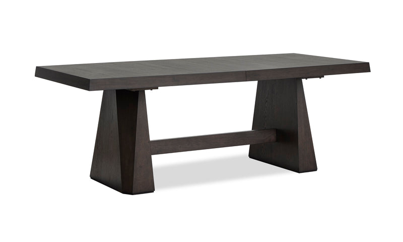 Arden 6pc Extension Dining Set with Table, Bench & 4 Chairs, Trestle Base, 84-108\"W - Espresso Brown