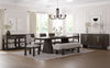 Arden 6pc Extension Dining Set with Table, Bench & 4 Chairs, Trestle Base, 84-108"W - Espresso Brown | Ensemble de salle à manger Arden 6 pièces avec table, rallonge de 84 po à 108 po (L), base à tréteaux, banc et 4 chaises - brun espresso