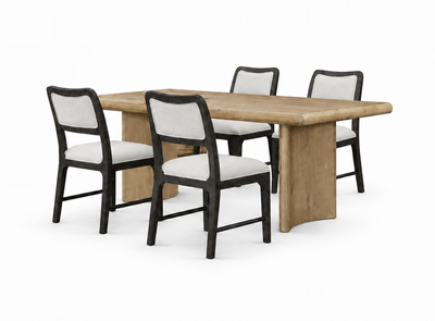 Austin 5pc Dining Set with Table & 4 Chairs, 84"W - Taupe/Brown & Natural Oak Brown | Ensemble de salle à manger Austin 5 pièces avec table de 84 po (L) et 4 chaises - taupe, brun et brun chêne naturel
