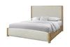 Austin Panel Bed with Fabric Headboard & Footboard, Natural Oak Brown - King Size | Lit à panneaux Austin avec tête et pied de lit en tissu, brun chêne naturel - format très grand lit