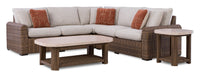 Banff 3-Piece Outdoor Patio Set with 2 Loveseats & Corner Chair - Weather Resistant - Brown/Beige 
