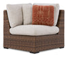 Banff 3-Piece Outdoor Patio Set with 2 Loveseats & Corner Chair - Weather Resistant - Brown/Beige | Ensemble Banff 3 pièces pour la terrasse à l’extérieur avec 2 causeuses et un fauteuil en coin, résistant aux intempéries - naturel et beige