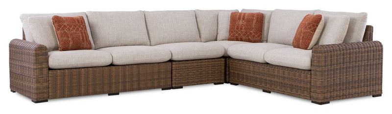 Banff 4-Piece Outdoor Patio Set with 2 Loveseats, Corner Chair & Armless Chair - Brown/Beige