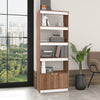 Manhattan Comfort Mid-Century Modern Ratzer Bookcase with 5 Shelves - Brown & White|Bibliothèque Ratzer de Manhattan Comfort de style moderne du milieu du 20e siècle avec 5 tablettes - brune et blanche
