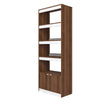 Manhattan Comfort Mid-Century Modern Ratzer Bookcase with 5 Shelves - Brown & White|Bibliothèque Ratzer de Manhattan Comfort de style moderne du milieu du 20e siècle avec 5 tablettes - brune et blanche