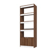 Manhattan Comfort Mid-Century Modern Ratzer Bookcase with 5 Shelves - Brown & White|Bibliothèque Ratzer de Manhattan Comfort de style moderne du milieu du 20e siècle avec 5 tablettes - brune et blanche