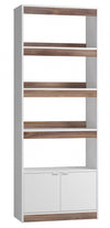 Manhattan Comfort Mid-Century Modern Ratzer Bookcase with 5 Shelves - White & Brown