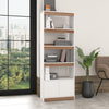 Manhattan Comfort Mid-Century Modern Ratzer Bookcase with 5 Shelves - White & Brown|Bibliothèque Ratzer de Manhattan Comfort de style moderne du milieu du 20e siècle avec 5 tablettes - blanche et brune