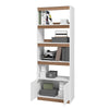 Manhattan Comfort Mid-Century Modern Ratzer Bookcase with 5 Shelves - White & Brown|Bibliothèque Ratzer de Manhattan Comfort de style moderne du milieu du 20e siècle avec 5 tablettes - blanche et brune