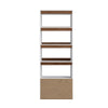 Manhattan Comfort Mid-Century Modern Ratzer Bookcase with 5 Shelves - White & Brown|Bibliothèque Ratzer de Manhattan Comfort de style moderne du milieu du 20e siècle avec 5 tablettes - blanche et brune