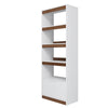 Manhattan Comfort Mid-Century Modern Ratzer Bookcase with 5 Shelves - White & Brown|Bibliothèque Ratzer de Manhattan Comfort de style moderne du milieu du 20e siècle avec 5 tablettes - blanche et brune