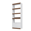 Manhattan Comfort Mid-Century Modern Ratzer Bookcase with 5 Shelves - White & Brown|Bibliothèque Ratzer de Manhattan Comfort de style moderne du milieu du 20e siècle avec 5 tablettes - blanche et brune