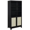Manhattan Comfort Sheridan Modern Cane Bookcase with Adjustable Shelves - Black|Bibliothèque moderne Sheridan de Manhattan Comfort avec cannage et tablettes réglables - noire